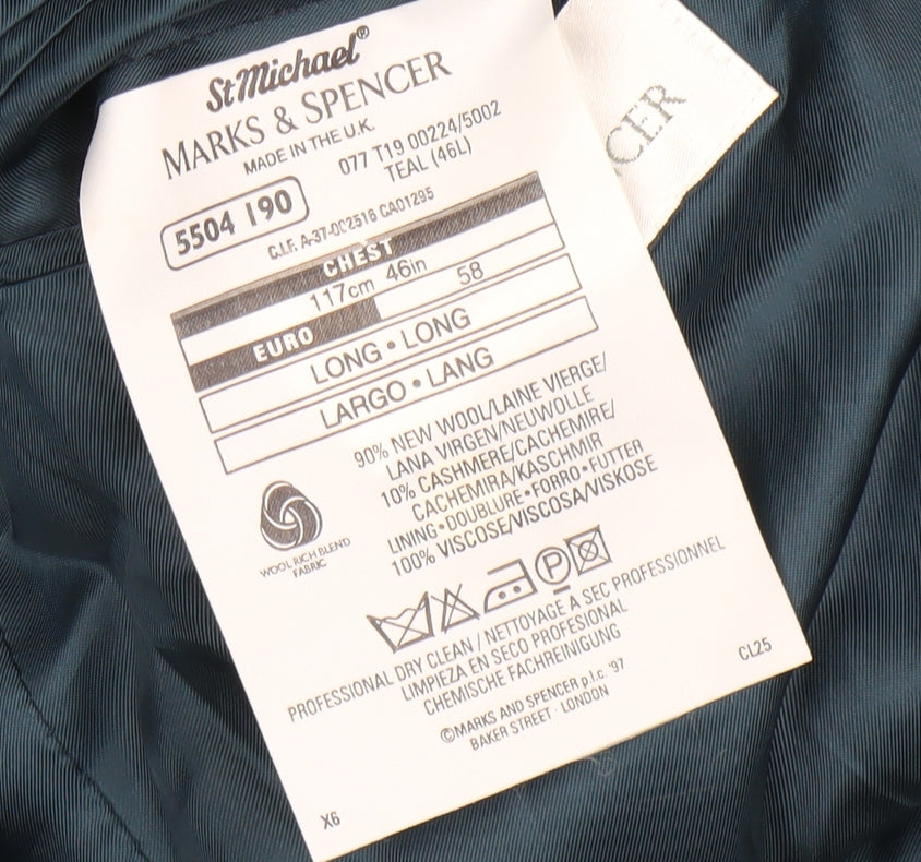 Marks and Spencer Men's Blue Blazer 46L Wool