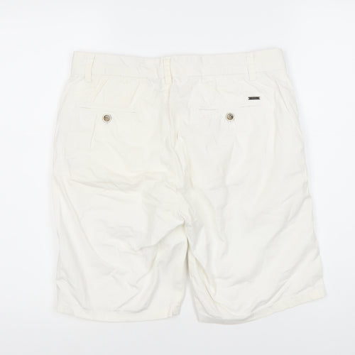 Sacoor Brothers Men’s White Chino Shorts, Size 40, Regular Fit