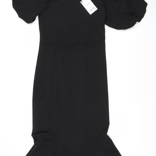 Next Black Puff Sleeve Dress - Size 10 Women's