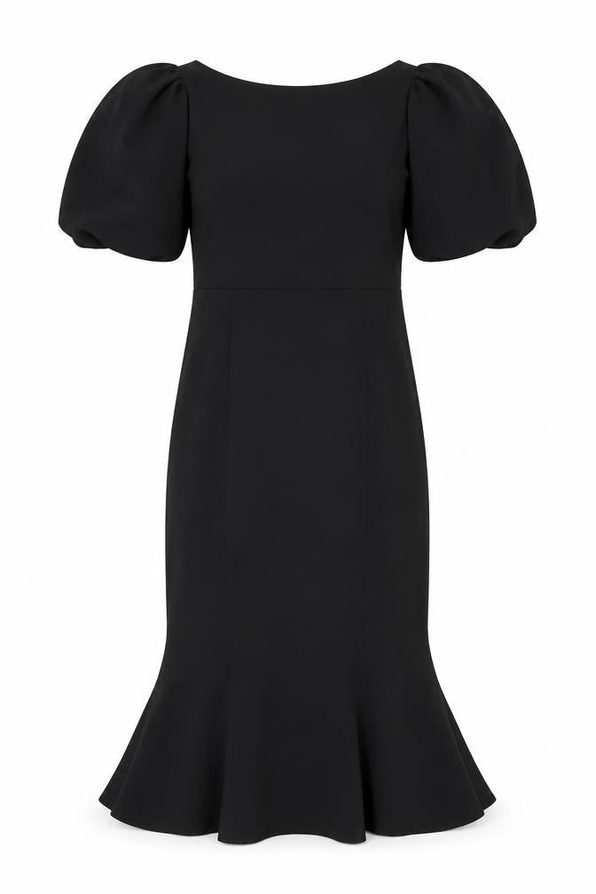 Front view of Next Black Puff Sleeve Dress -, size 10, Women's