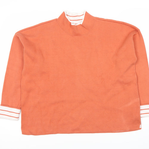 Lands' End Women’s Orange Mock Neck Jumper, L Petite