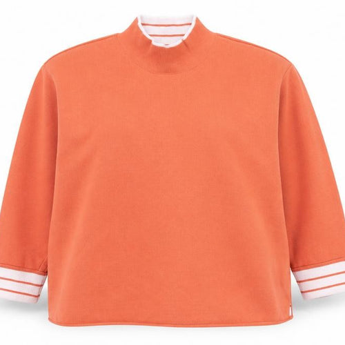 Lands' End Women’s Orange Mock Neck Jumper, L Petite