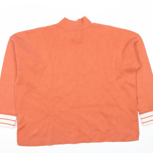 Lands' End Women’s Orange Mock Neck Jumper, L Petite