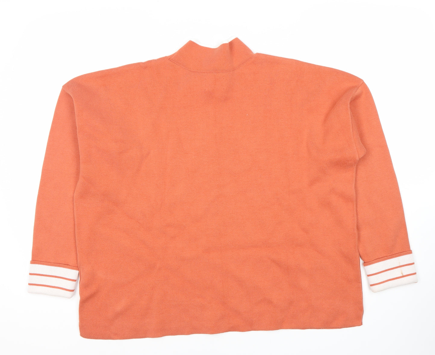 Lands' End Women’s Orange Mock Neck Jumper, L Petite