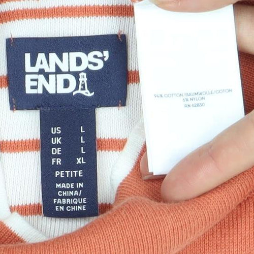 Lands' End Women’s Orange Mock Neck Jumper, L Petite