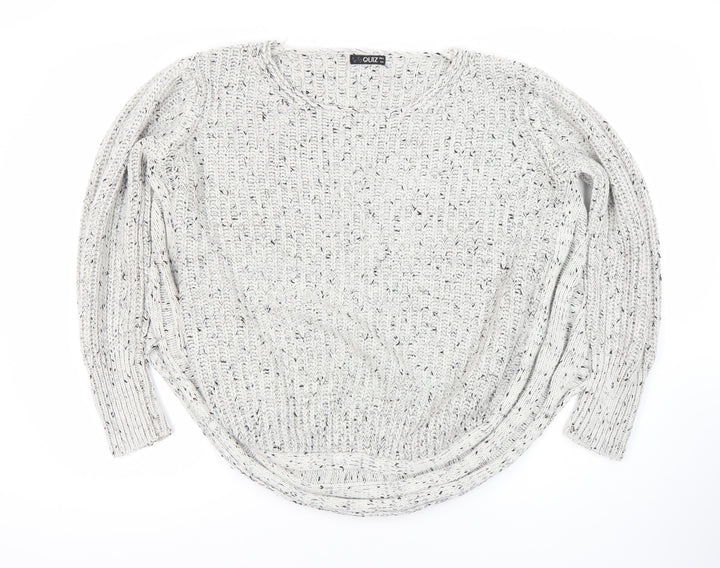 Quiz Women's White Knit Pullover Jumper, Size 16