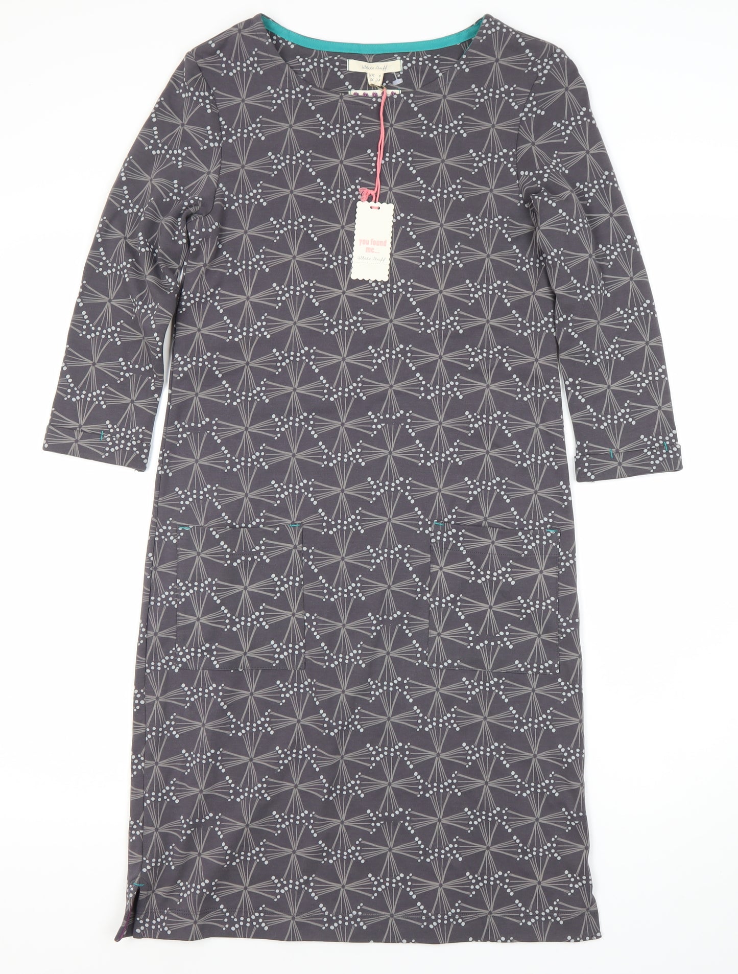 White Stuff Women's Grey Geometric Dress UK 6