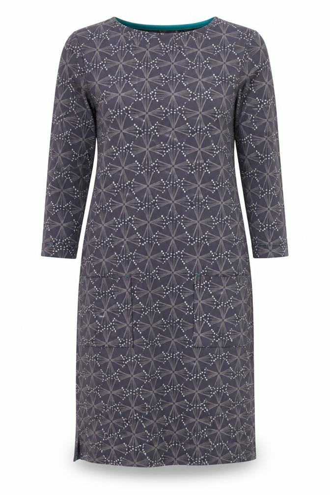 Front view of White Stuff Women's Grey Geometric Dress UK 6
