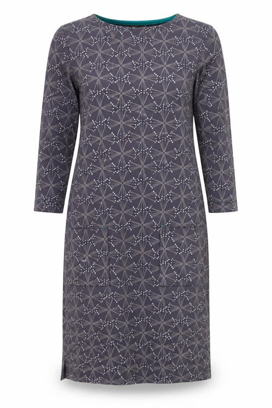 Front view of White Stuff Women's Grey Geometric Dress UK 6