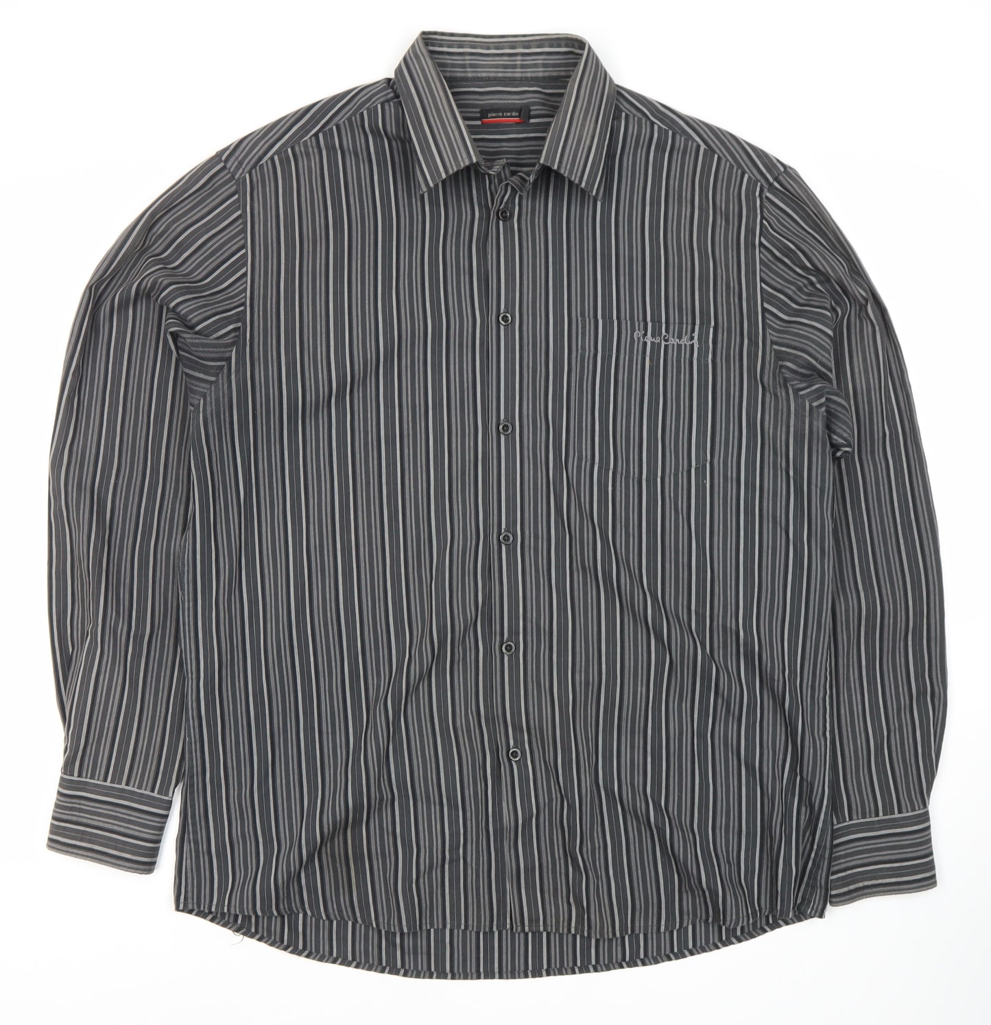 Pierre Cardin Men's XL Black Striped Dress Shirt