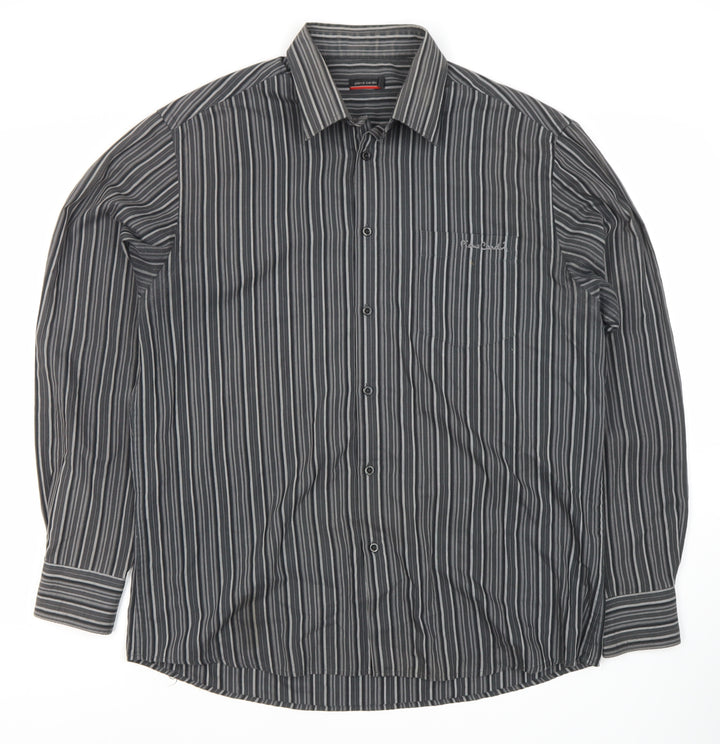 Pierre Cardin Men's XL Black Striped Dress Shirt
