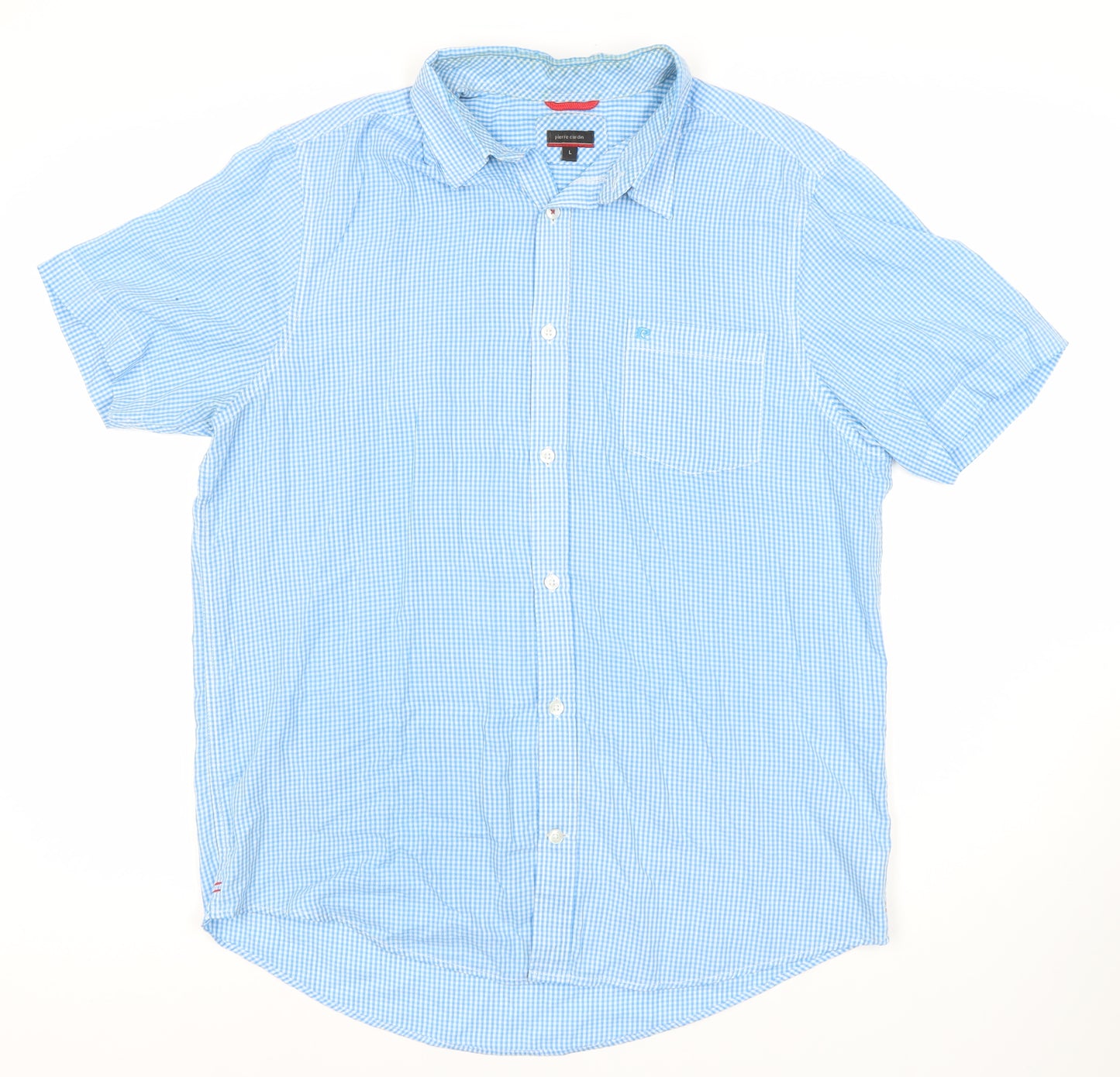 Pierre Cardin Men's L Blue Check Casual Shirt