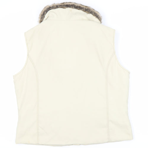 Lakeland Women's Ivory Waistcoat Size 16 with Faux Fur