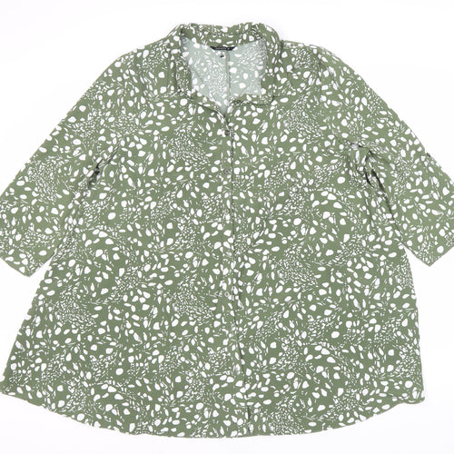 Roman Women's Green 3/4 Sleeve Button Dress - Size 16
