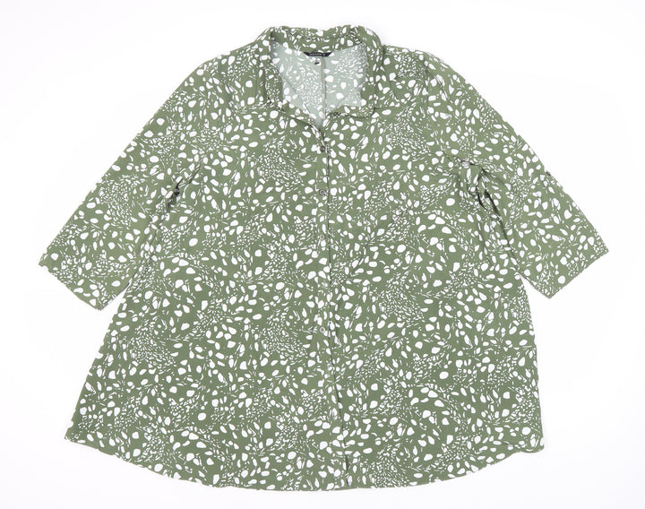 Roman Women's Green 3/4 Sleeve Button Dress - Size 16