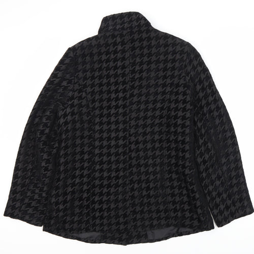 TIGI Women's Black Checkered Mid-Length Coat - Size 12
