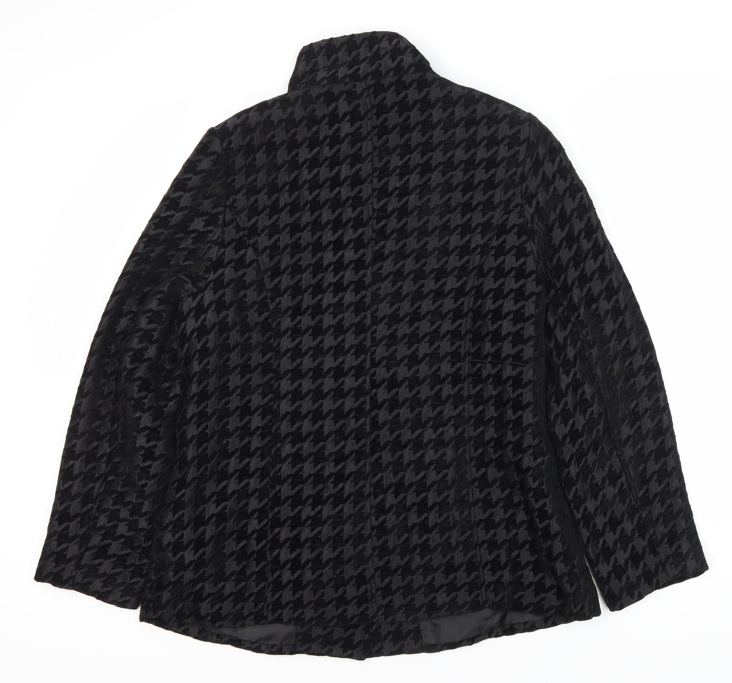 TIGI Women's Black Checkered Mid-Length Coat - Size 12