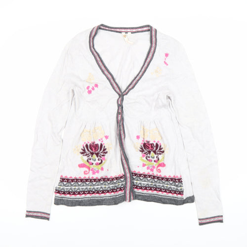 White Stuff Women's Ivory Cardigan Size 10 Embroidered Floral
