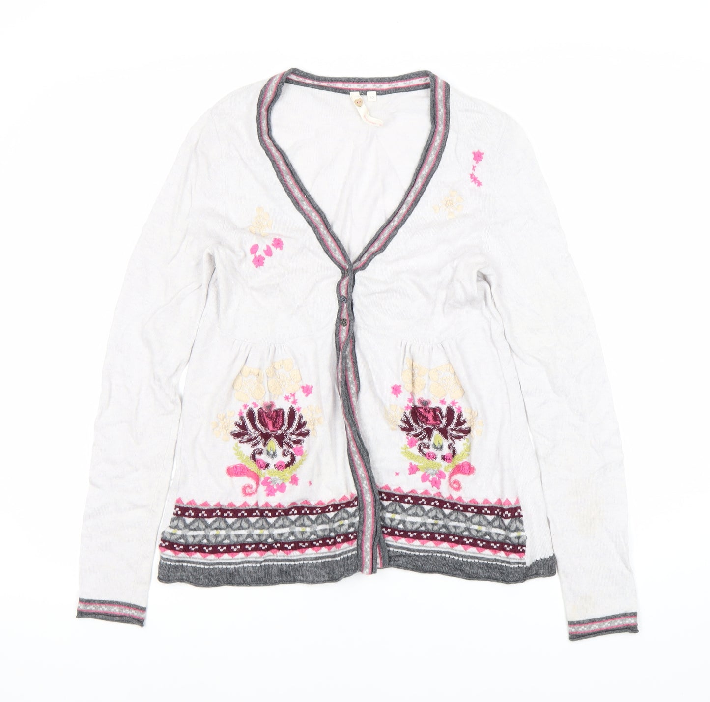 White Stuff Women's Ivory Cardigan Size 10 Embroidered Floral