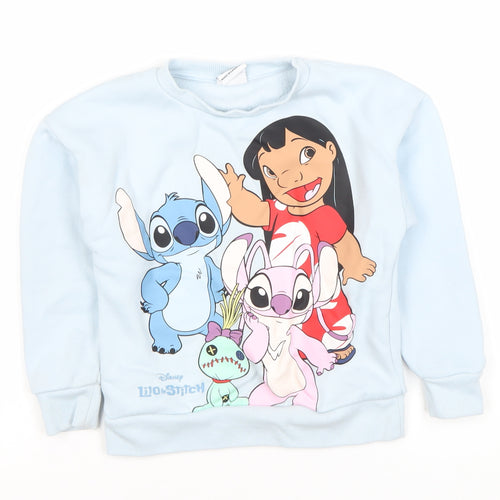 Disney Girls Blue Lilo & Stitch Sweatshirt Size 5-6 Pullover