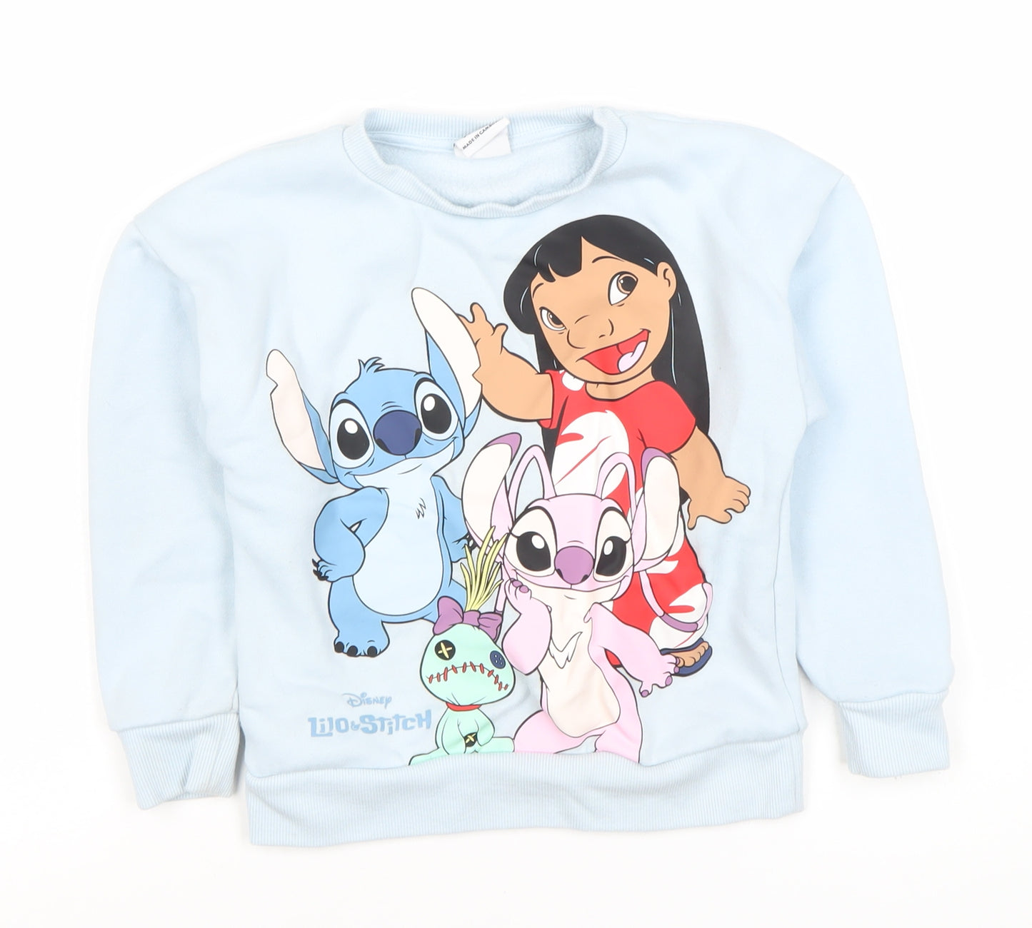 Disney Girls Blue Lilo & Stitch Sweatshirt Size 5-6 Pullover
