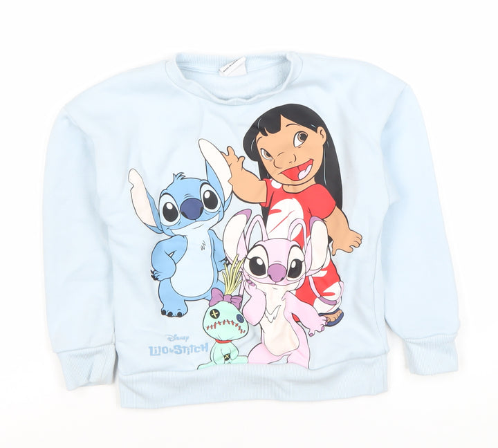 Disney Girls Blue Lilo & Stitch Sweatshirt Size 5-6 Pullover