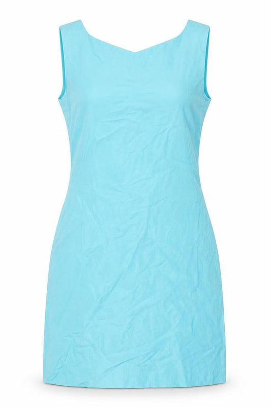 Front view of Planet Women's Blue Silk Linen Dress, size 12