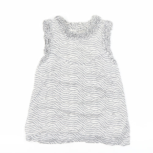 French Connection Women's White Striped Blouse - Size 10