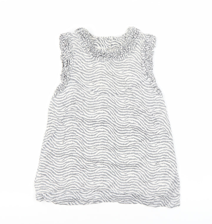 French Connection Women's White Striped Blouse - Size 10