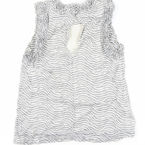 French Connection Women's White Striped Blouse - Size 10