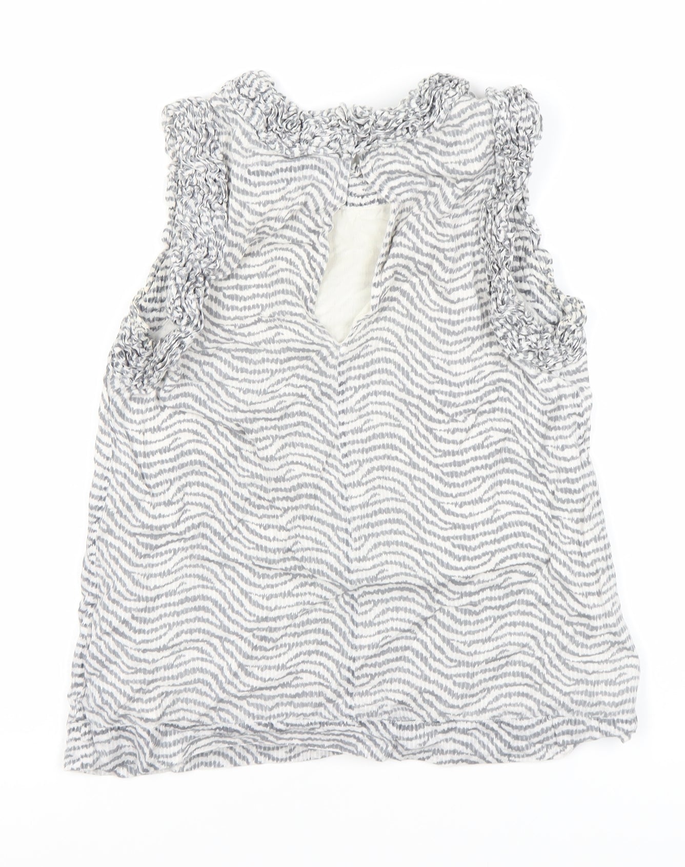 French Connection Women's White Striped Blouse - Size 10