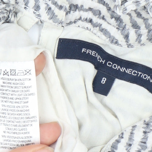 French Connection Women's White Striped Blouse - Size 10