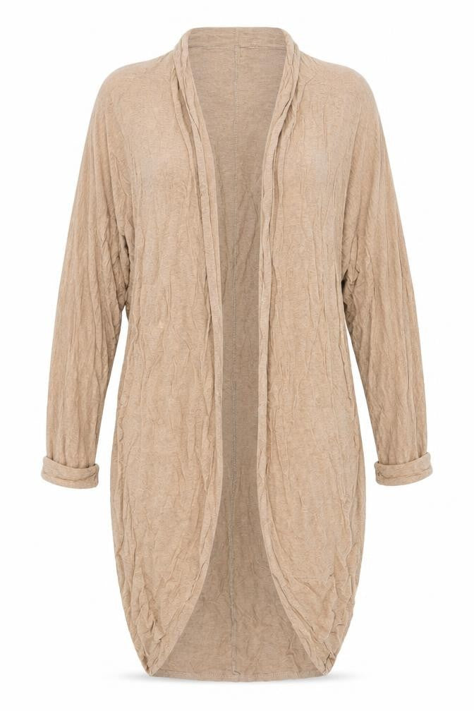 Front view of A Postcard From Brighton Women's Beige Open Front Cardigan, size 2