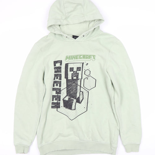 Minecraft Boys Green Hoodie 13-14 Years Pullover Graphic
