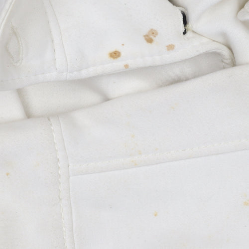 BHS Women's White Cotton Pea Coat, Size M, Double-Breasted