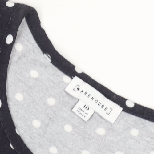 Warehouse Women's Black Polka Dot Dress Size 10