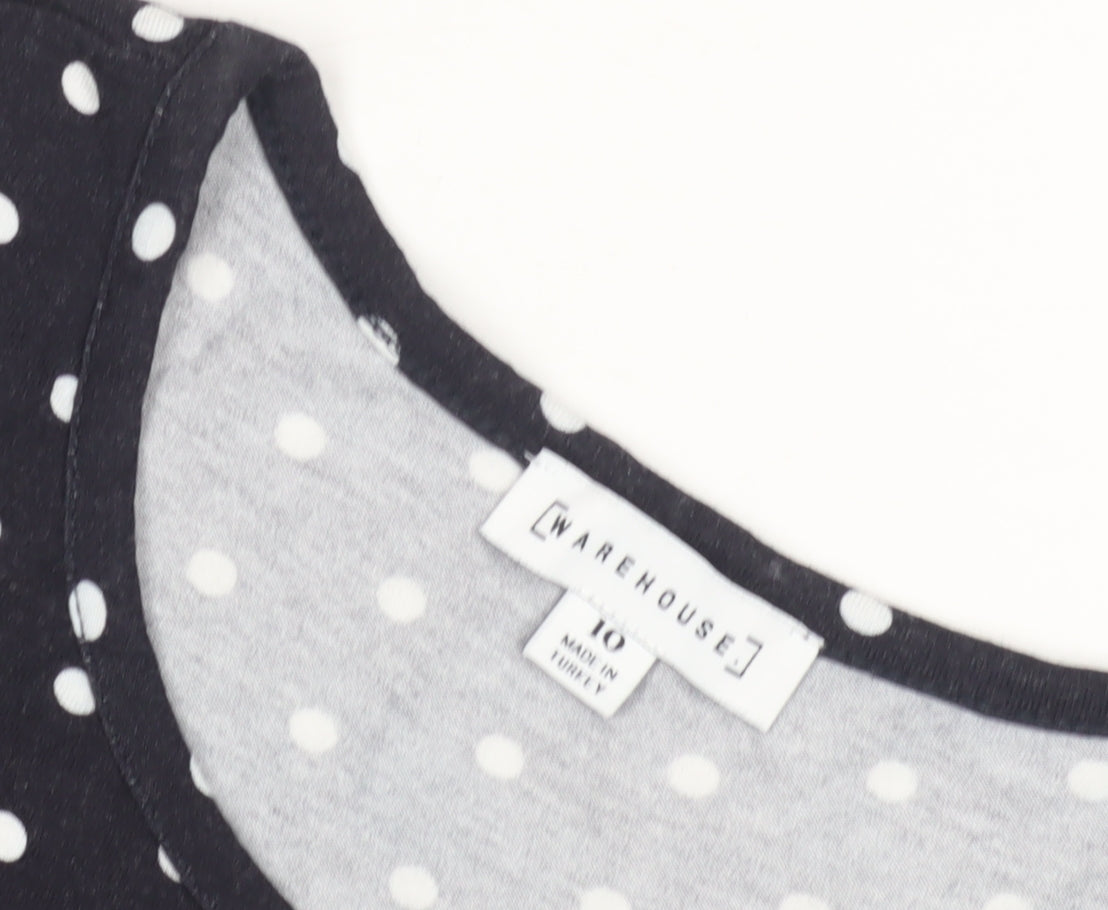 Warehouse Women's Black Polka Dot Dress Size 10