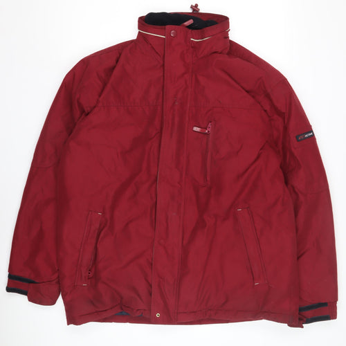 Active Men's Red Parka Jacket, Full Zip, Size Regular