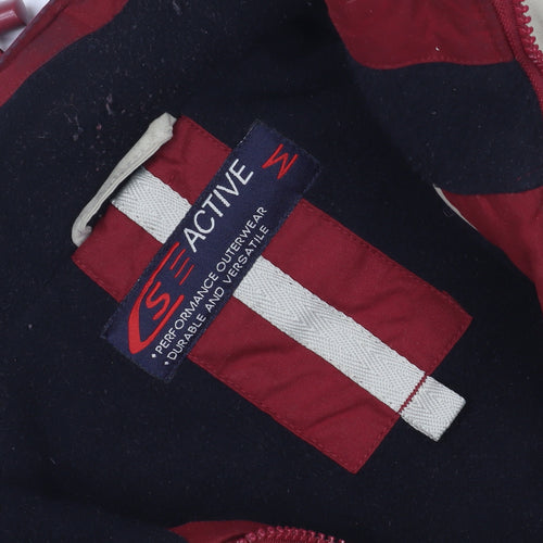 Active Men's Red Parka Jacket, Full Zip, Size Regular