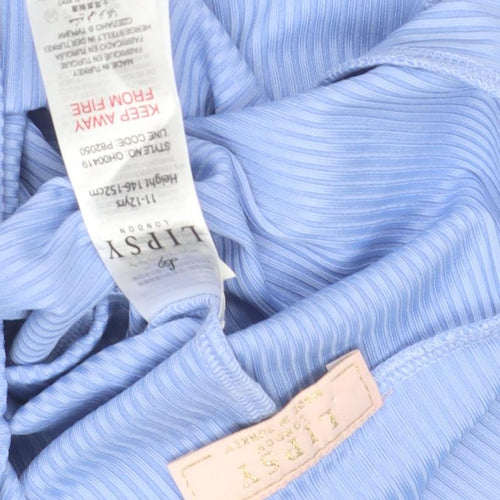 Lipsy Women's Blue Striped Leggings - Size 12