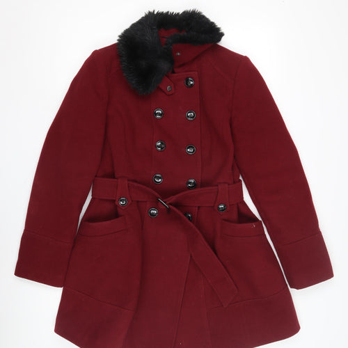 Noelia Women's Red Wool Pea Coat Size 8