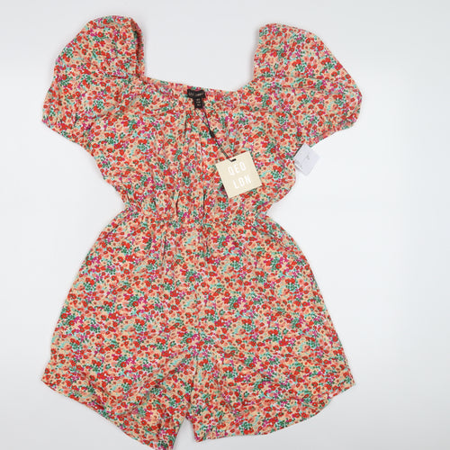 QED London Women's Floral Playsuit - Size 8, Multicoloured