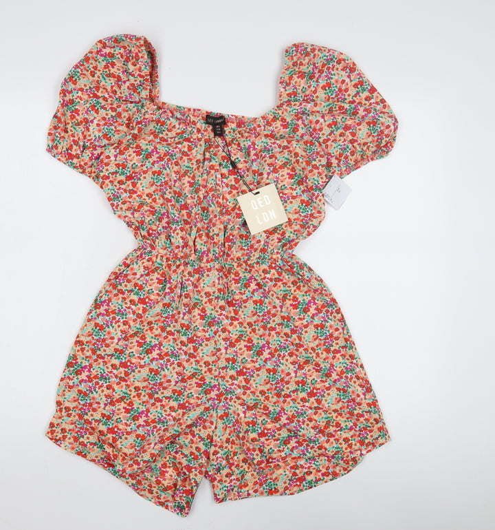 QED London Women's Floral Playsuit - Size 8, Multicoloured