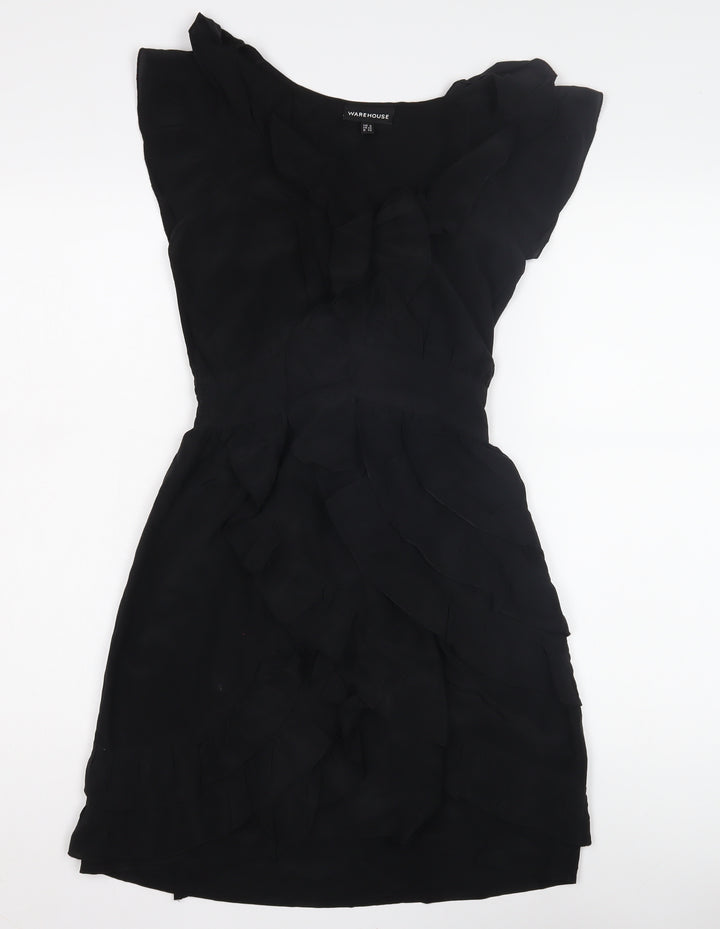 Warehouse Women’s Black A-Line Ruffle Dress Size 6