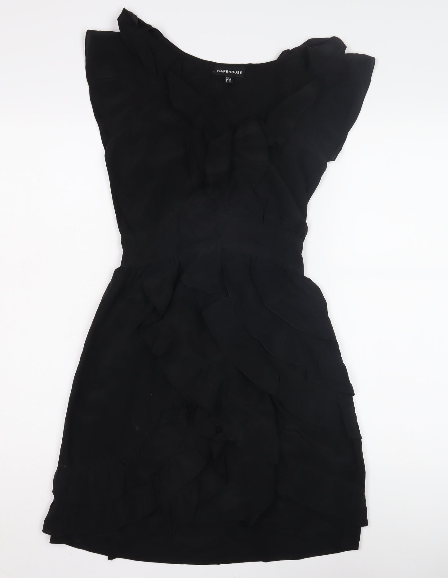 Warehouse Women’s Black A-Line Ruffle Dress Size 6