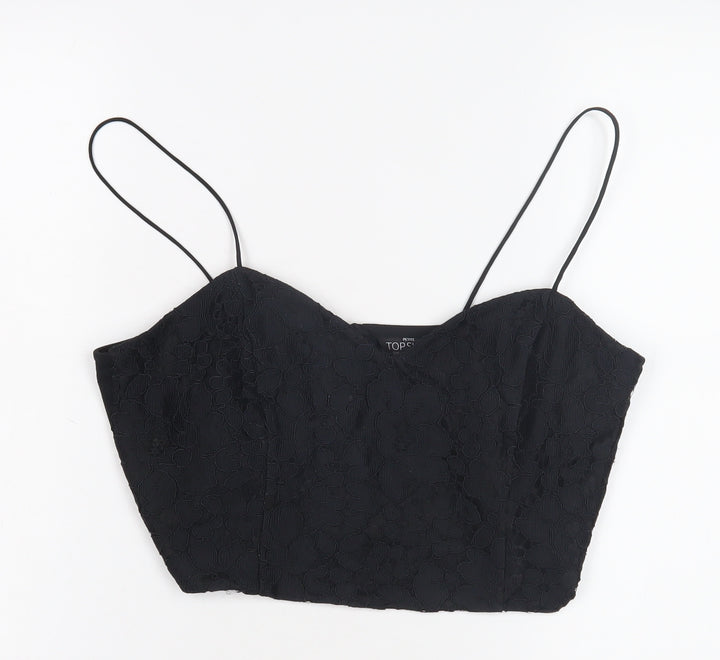 Topshop Women's Black Cropped Camisole UK 14 Petite