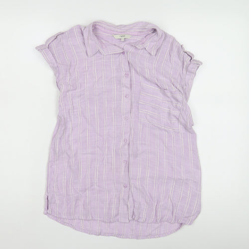Next Women's Purple Striped Button-Up Shirt Size 12