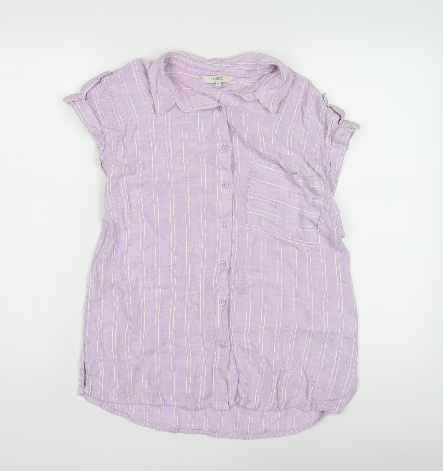 Next Women's Purple Striped Button-Up Shirt Size 12