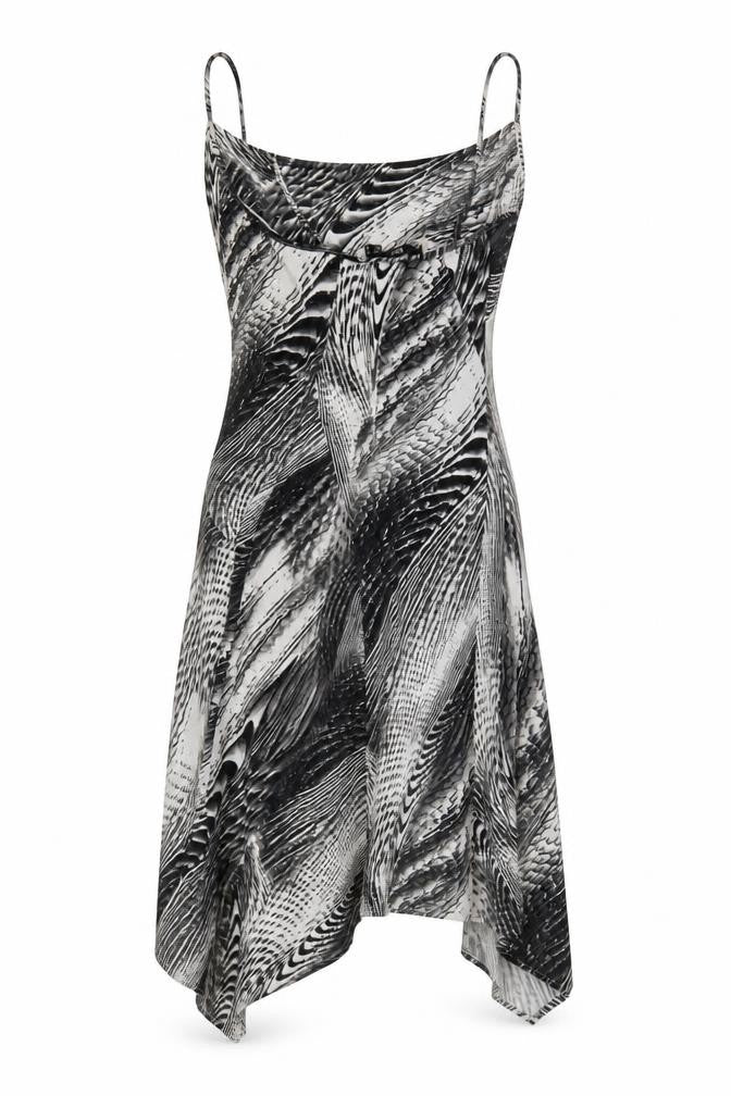 Front view of Mango Women's Black Geometric Slip Dress, size 8