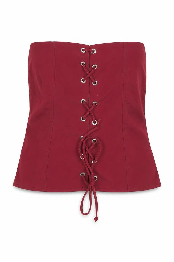 Front view of PRETTYLITTLETHING Women's Red Camisole UK 6